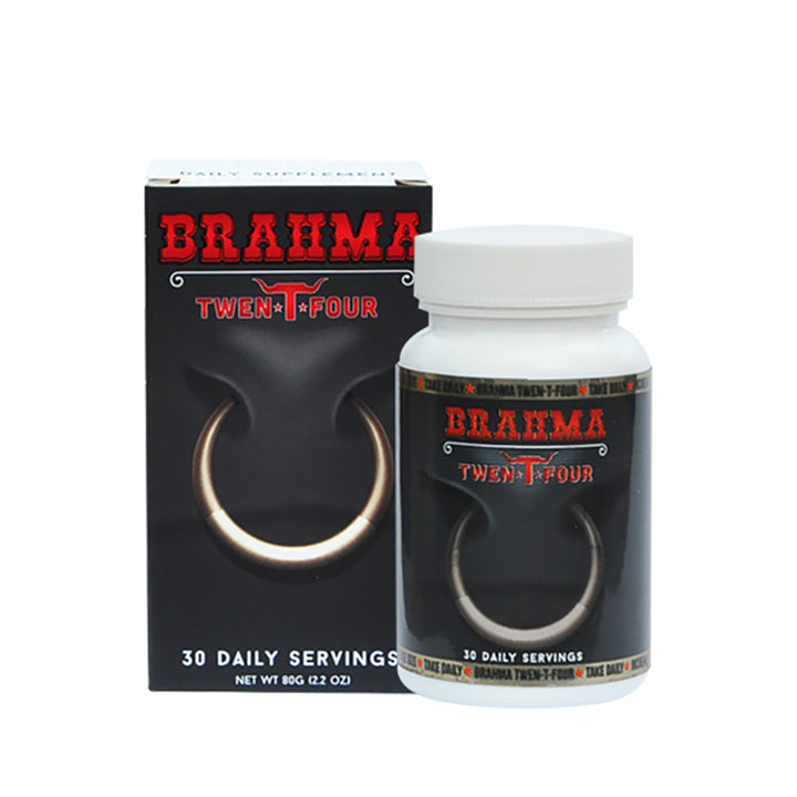 Brahma Twen-T-Four Male Enhancement Daily Supplement | Box and Bottle Front View 